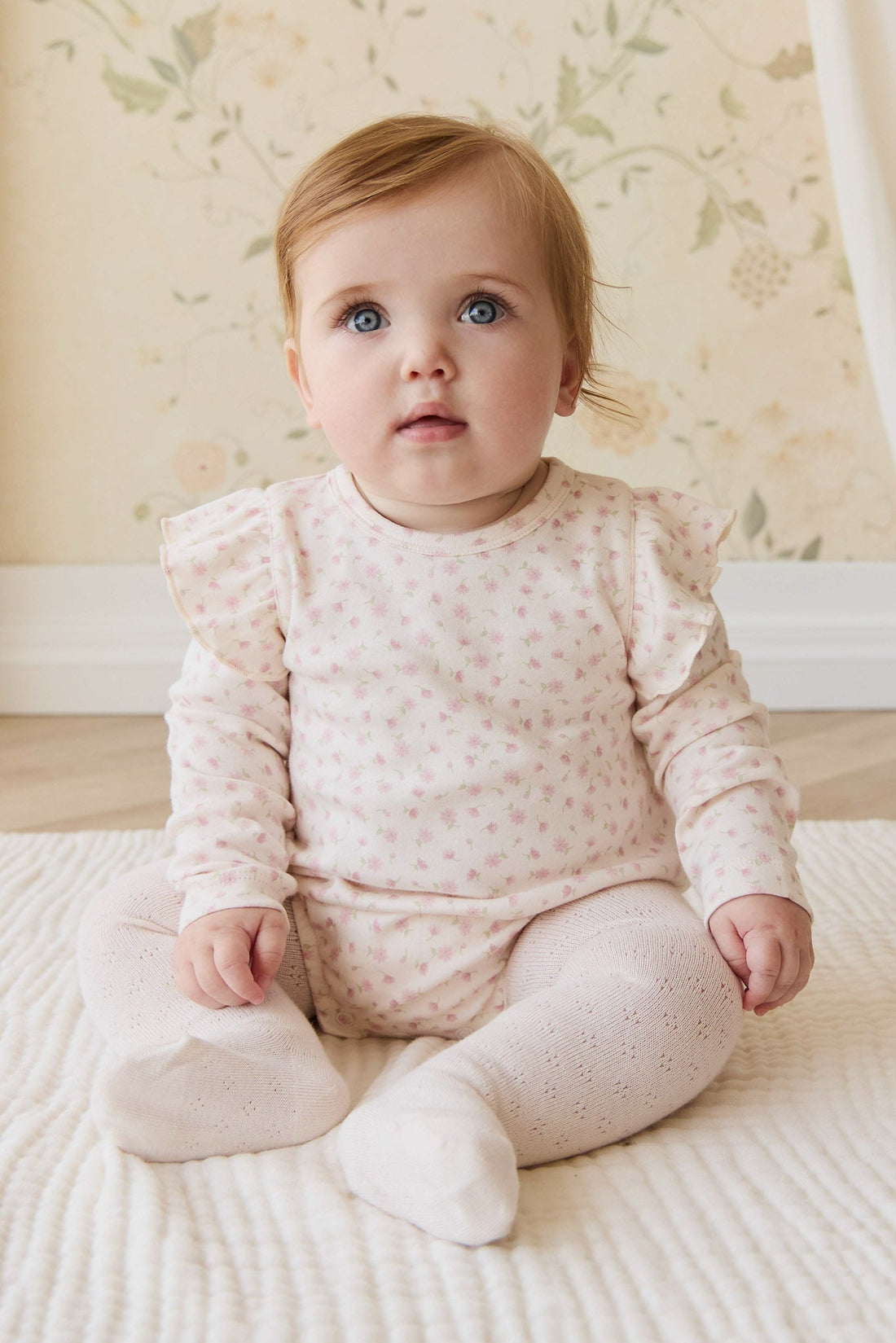 Organic Cotton Kinley Playsuit - Victoria Blush Childrens Playsuit from Jamie Kay USA