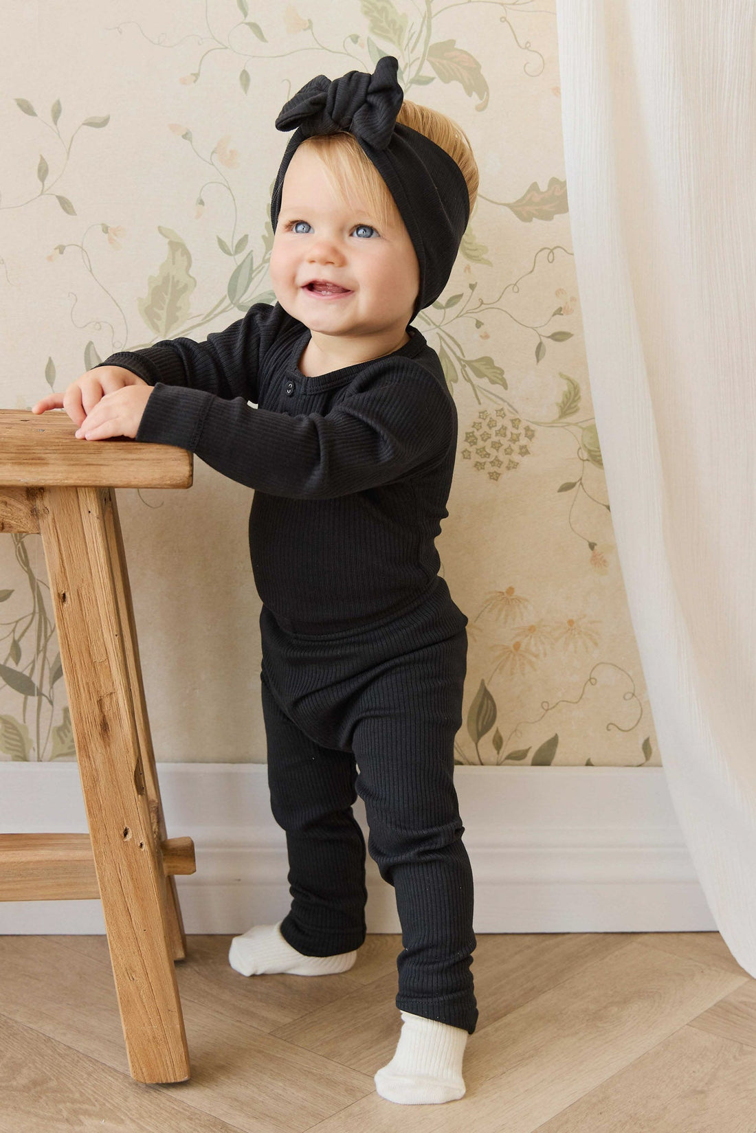 Organic Cotton Modal Long Sleeve Bodysuit - Ebony Jamie Kay USA Organic Cotton Modal Long Sleeve Bodysuit - Ebony Jamie Kay USA