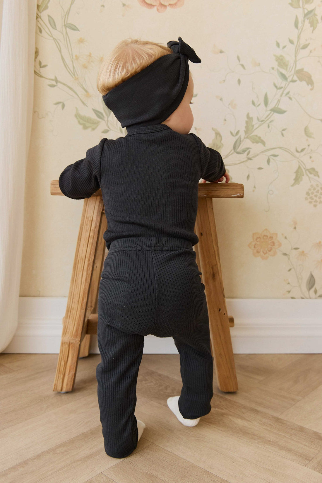 Organic Cotton Modal Long Sleeve Bodysuit - Ebony Childrens Bodysuit from Jamie Kay USA