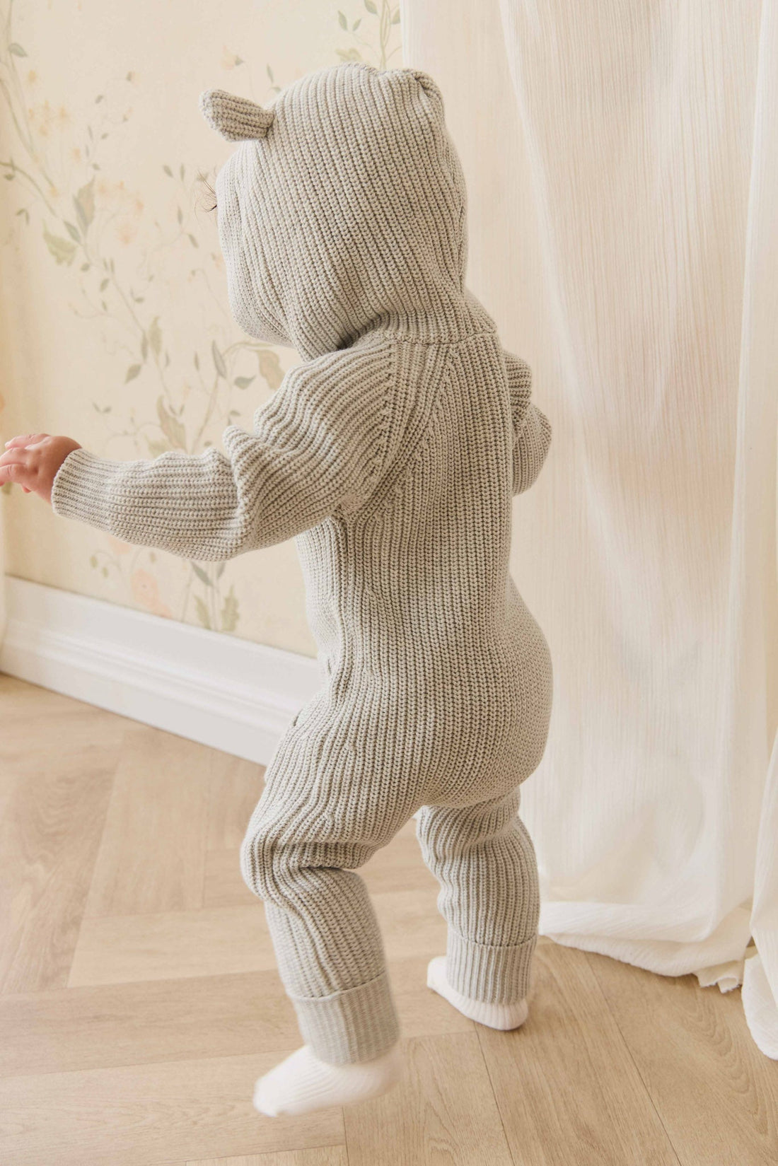 Bear Knit Onepiece - Light Grey Marle Childrens Onepiece from Jamie Kay USA