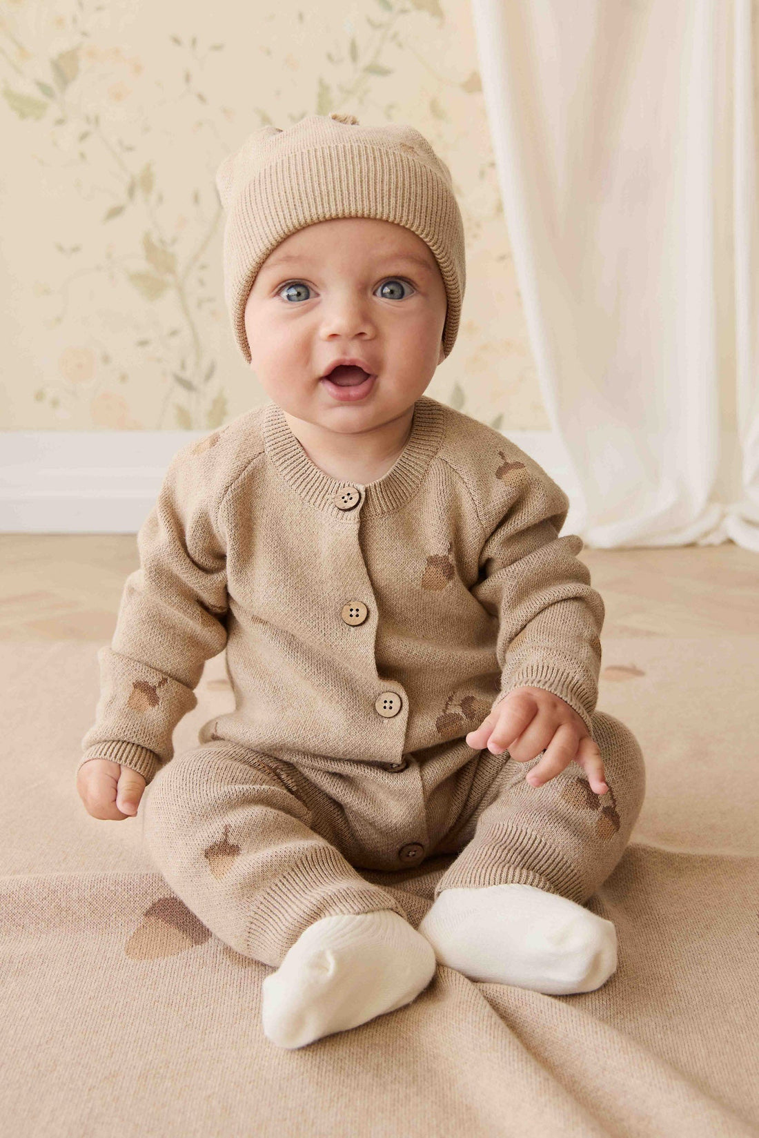 Easton Onepiece - Forest Acorns Cashew Marle Childrens Onepiece from Jamie Kay USA
