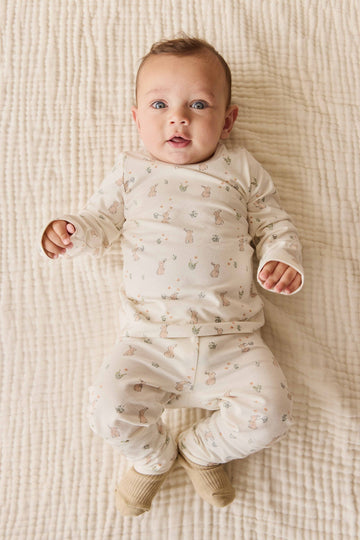Organic Cotton Jarrah Long Sleeve Pyjama Set - Lapin Jardin Crisp Childrens Pyjama from Jamie Kay USA