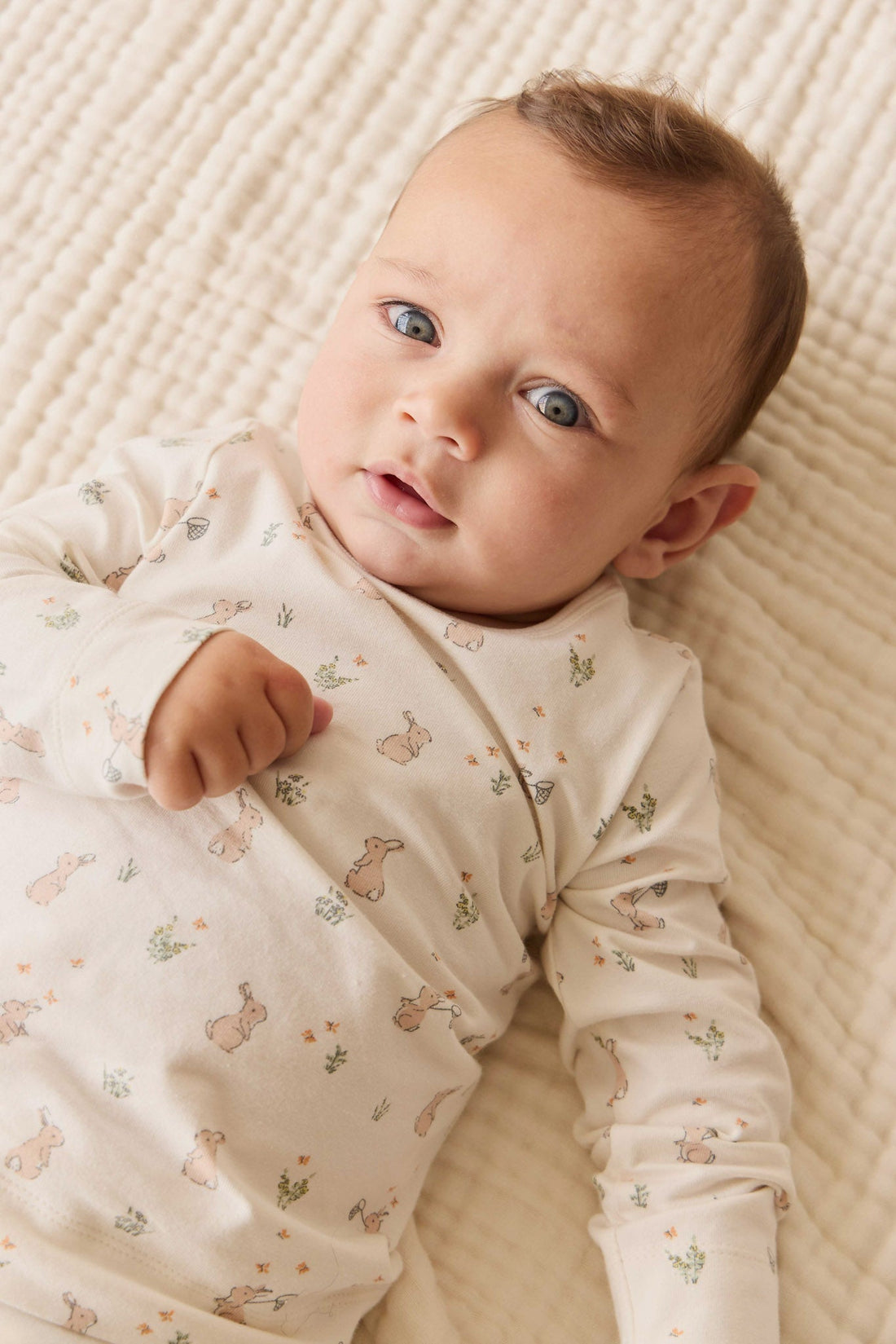 Organic Cotton Jarrah Long Sleeve Pyjama Set - Lapin Jardin Crisp Childrens Pyjama from Jamie Kay USA