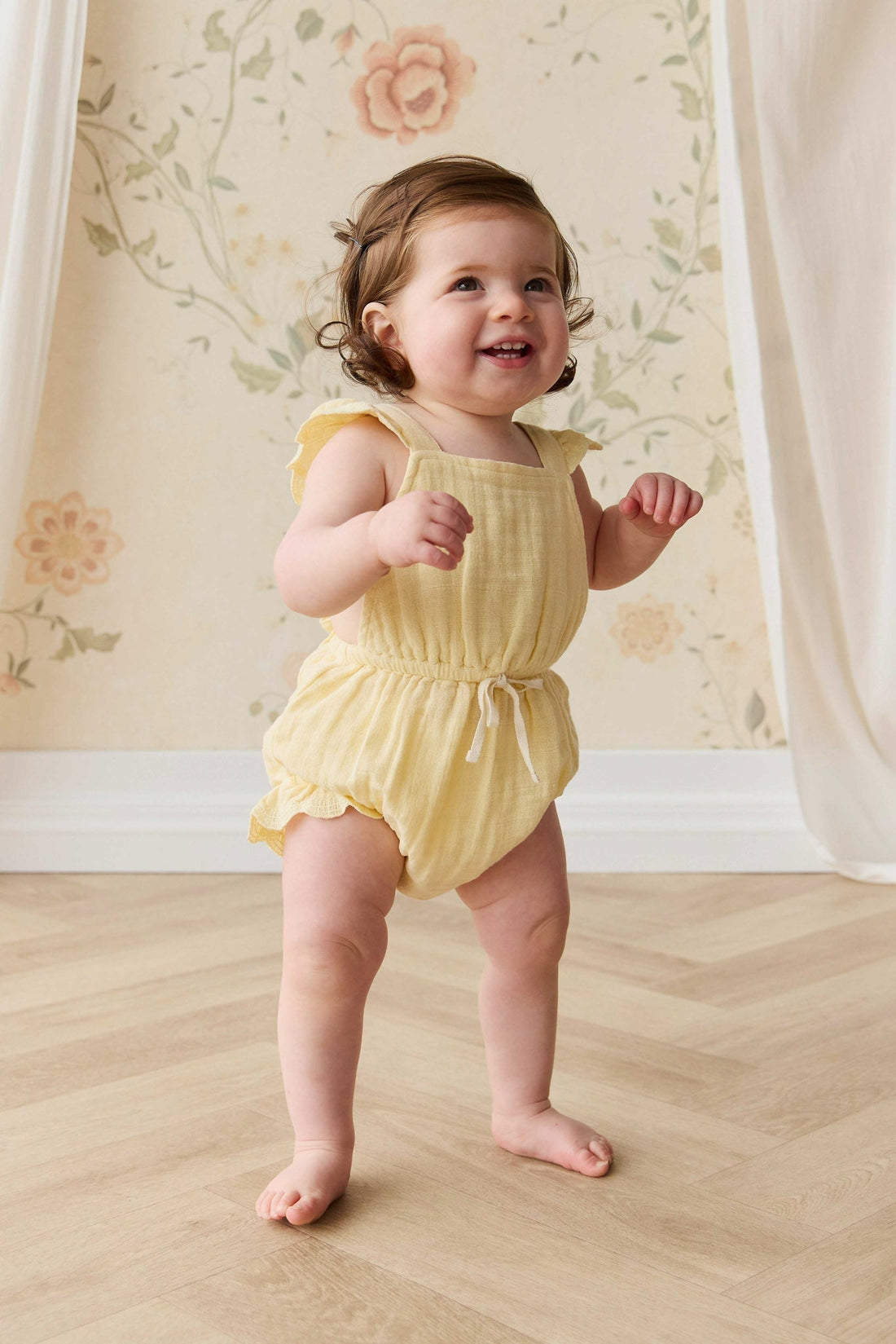 Organic Cotton Muslin Luciana Playsuit - Sunshine Childrens Playsuit from Jamie Kay USA