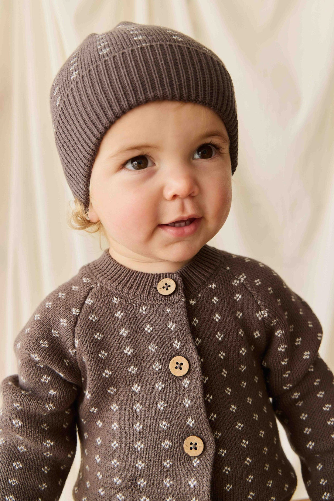 Dorian Onepiece - Knitted Diamonds Coffee Childrens Onepiece from Jamie Kay USA