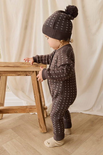Dorian Onepiece - Knitted Diamonds Coffee Childrens Onepiece from Jamie Kay USA