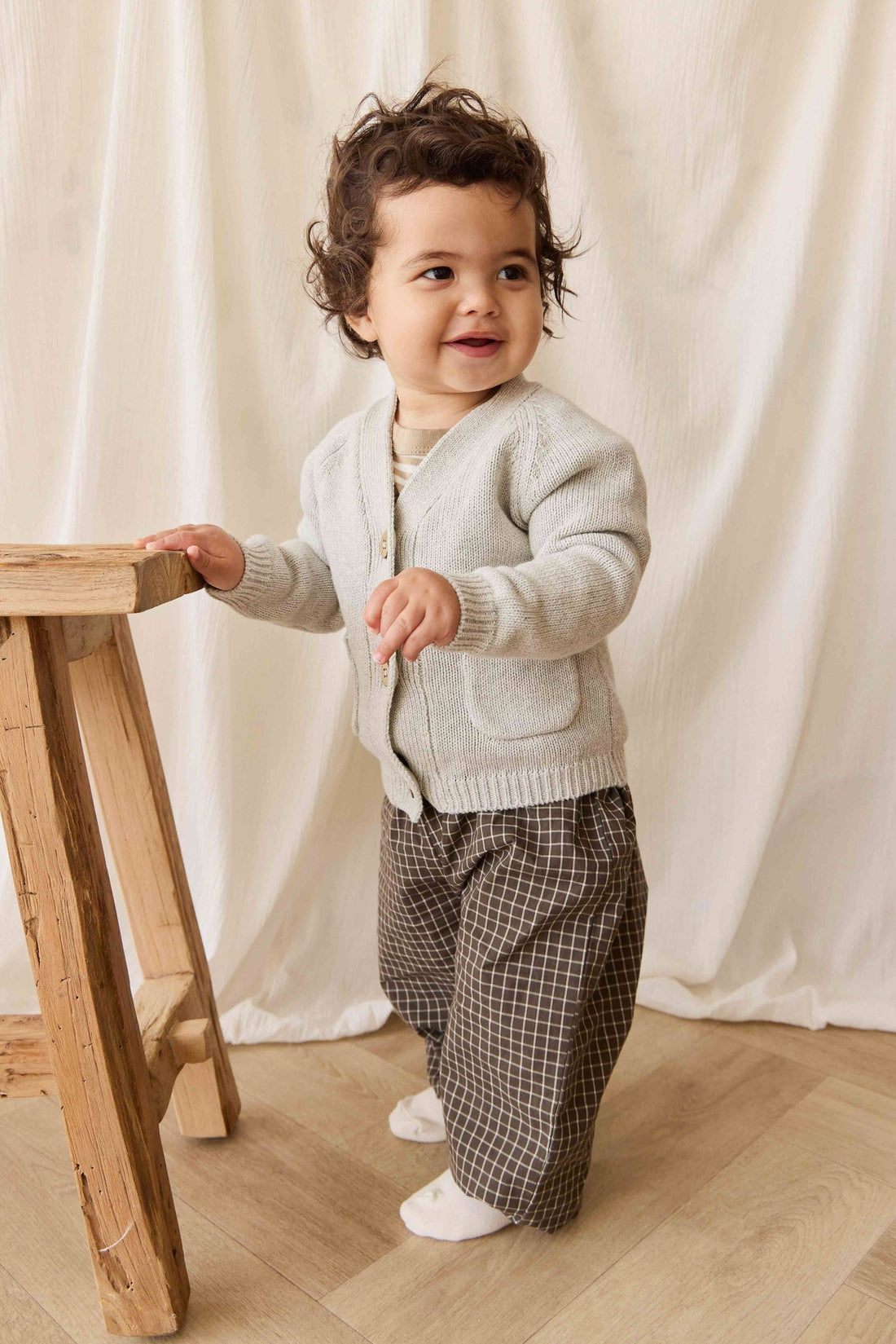 Organic Cotton Kingston Pant - Coffee Grid Childrens Pant from Jamie Kay USA