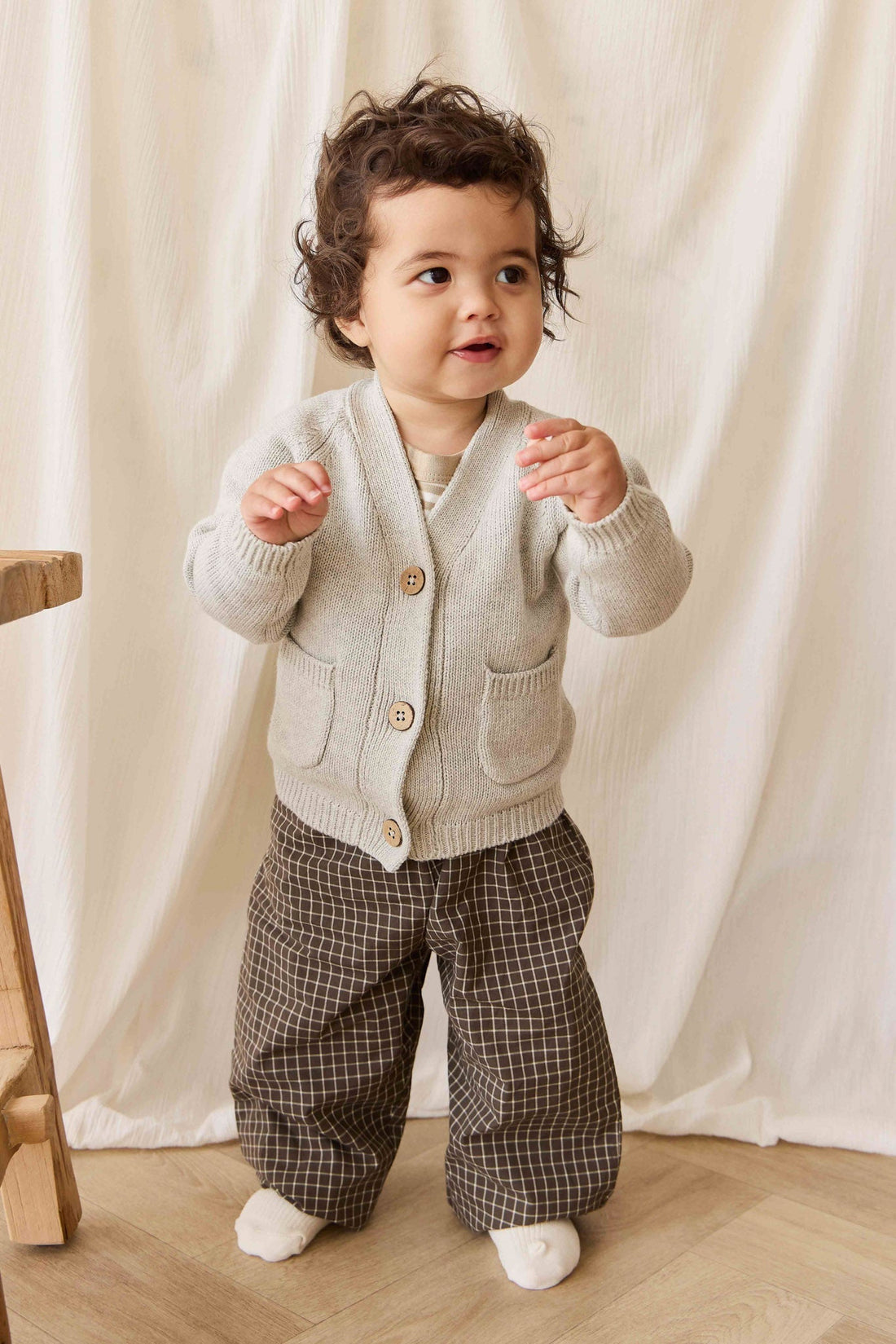 Organic Cotton Kingston Pant - Coffee Grid Childrens Pant from Jamie Kay USA