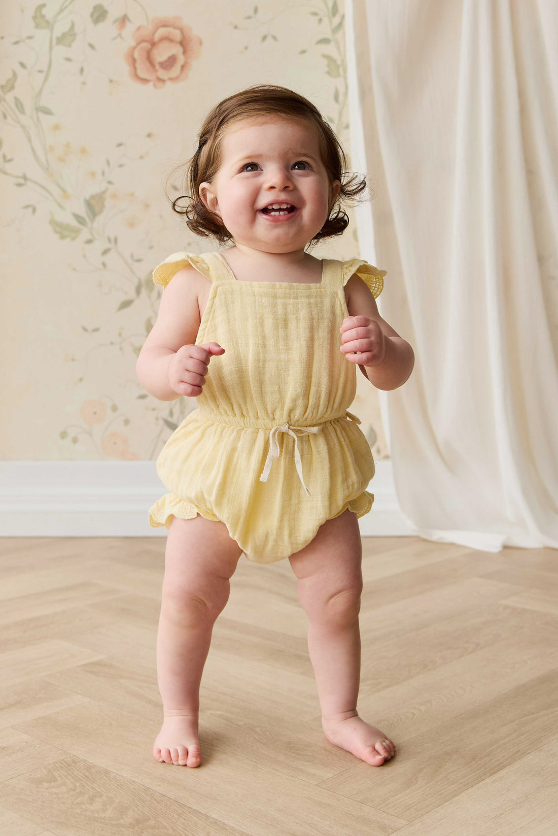 Organic Cotton Muslin Luciana Playsuit - Sunshine Childrens Playsuit from Jamie Kay USA