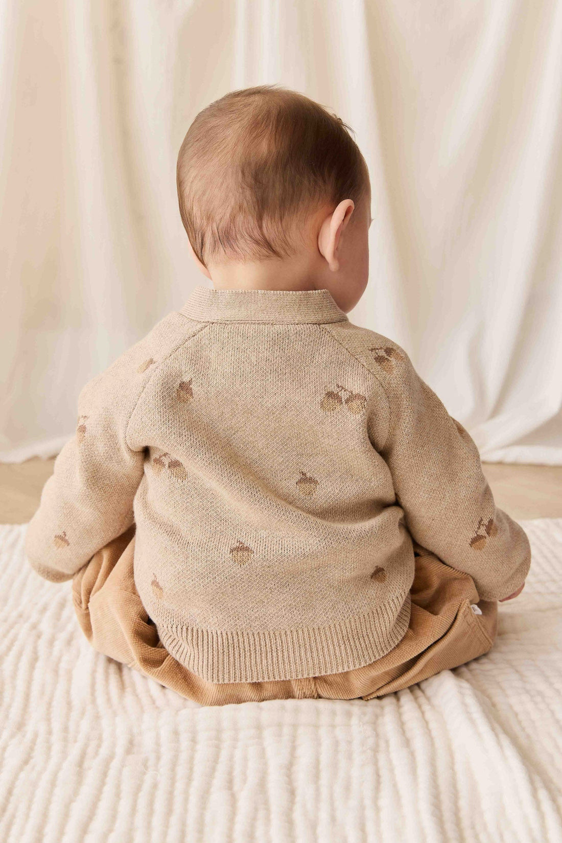Easton Cardigan - Forest Acorns Cashew Marle Childrens Cardigan from Jamie Kay USA
