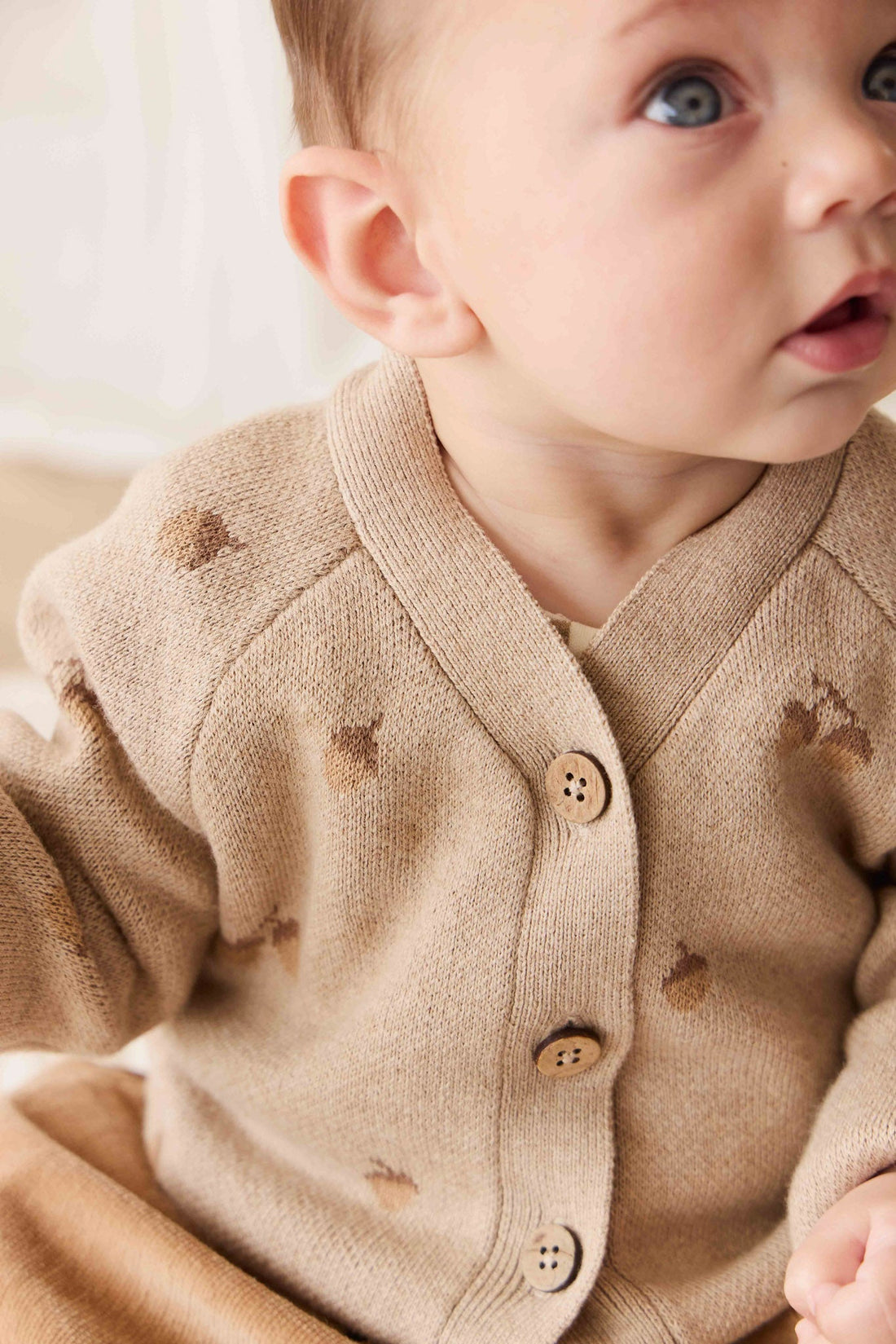 Easton Cardigan - Forest Acorns Cashew Marle Childrens Cardigan from Jamie Kay USA