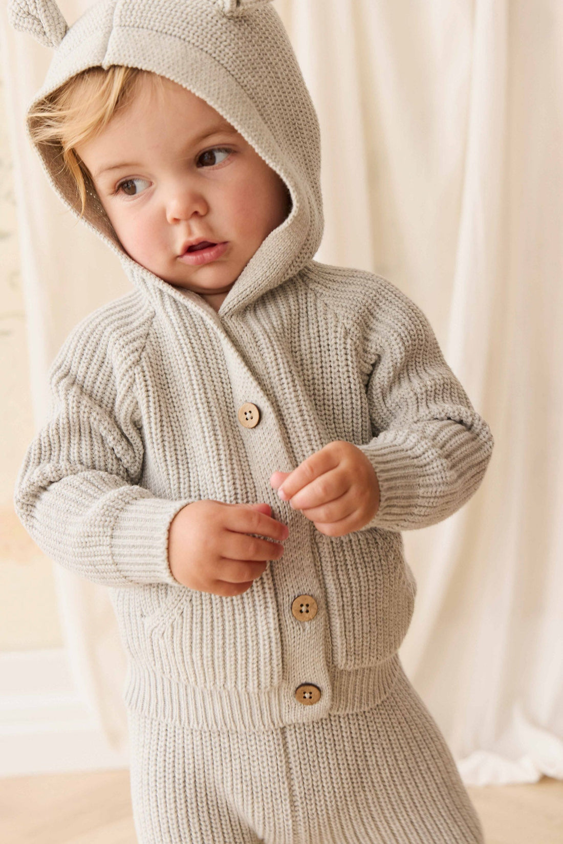 OG Bear Knit - Light Grey Marle Childrens Cardigan from Jamie Kay USA