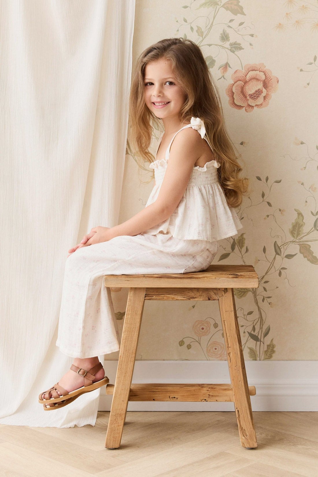 Organic Cotton Muslin Odette Pant - Pauline Pink Childrens Pant from Jamie Kay USA