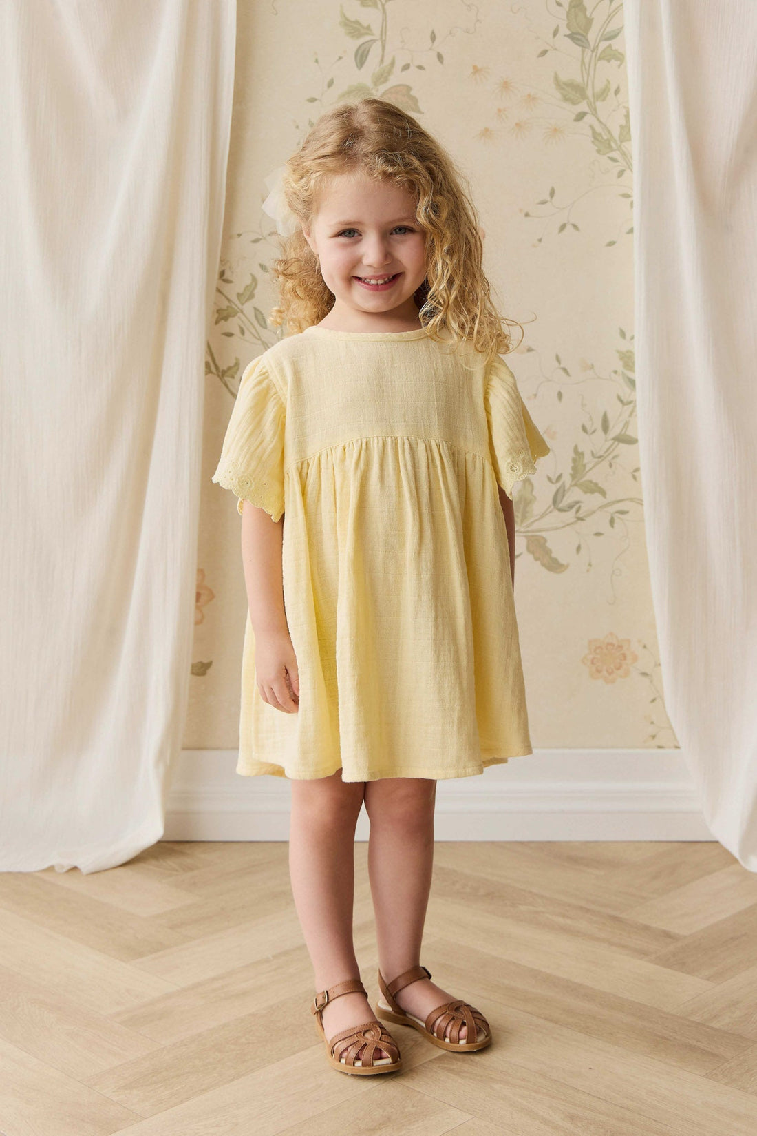 Organic Cotton Muslin Phillipa Dress - Sunshine Childrens Dress from Jamie Kay USA