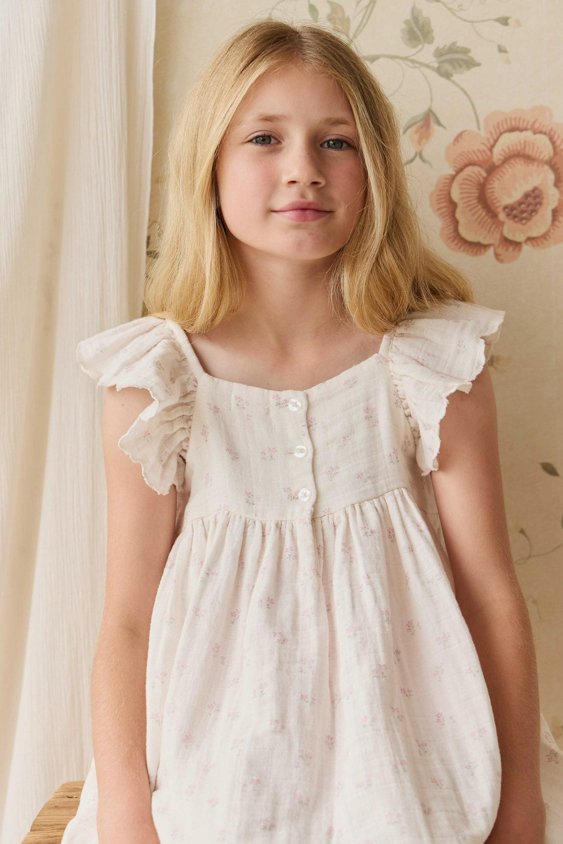Organic Cotton Muslin Annalise Dress - Pauline Pink Childrens Dress from Jamie Kay USA