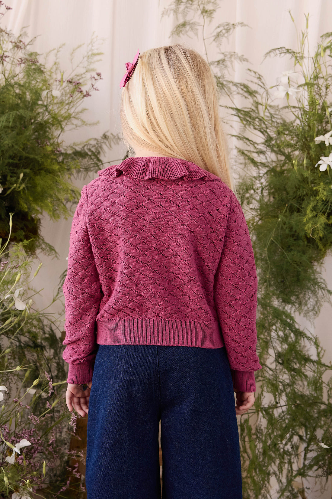 Alison Cardigan - Raspberry Wine Childrens Cardigan from Jamie Kay USA