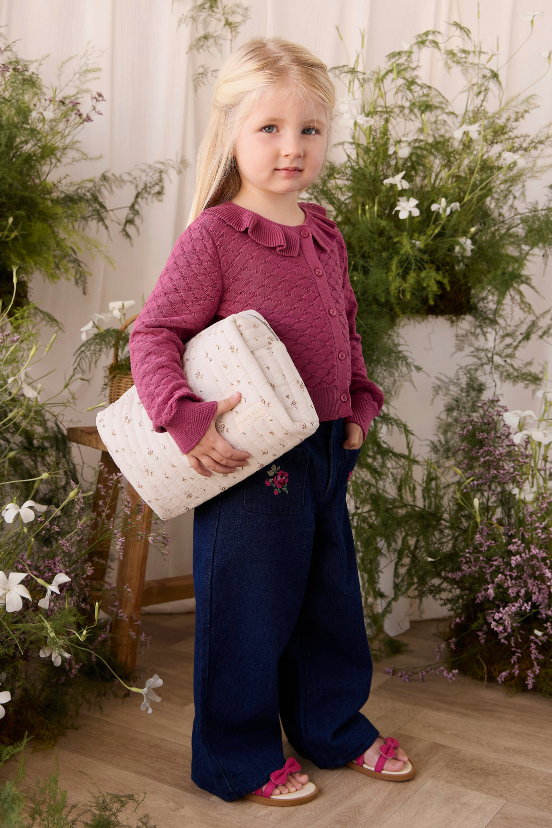 Ines Pant - Deep Sea Denim Orchid Rose Childrens Pants from Jamie Kay USA