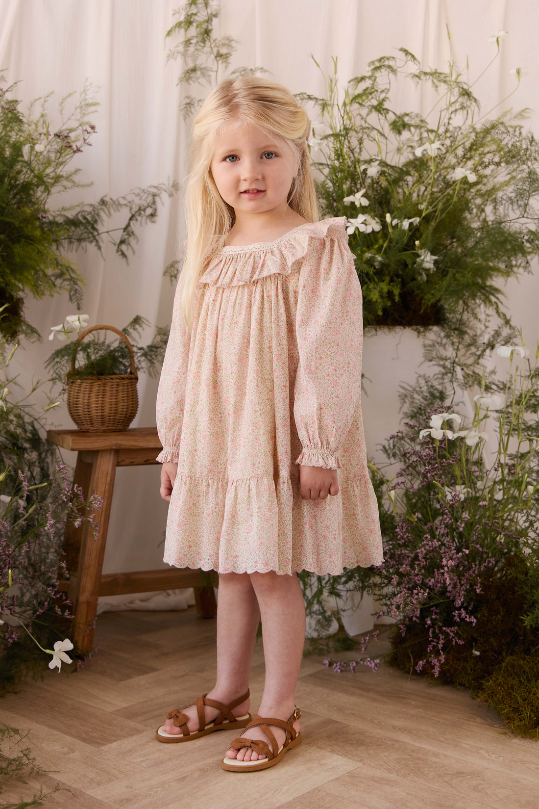 Organic Cotton Misty Dress - Flora Pink Childrens Dress from Jamie Kay USA