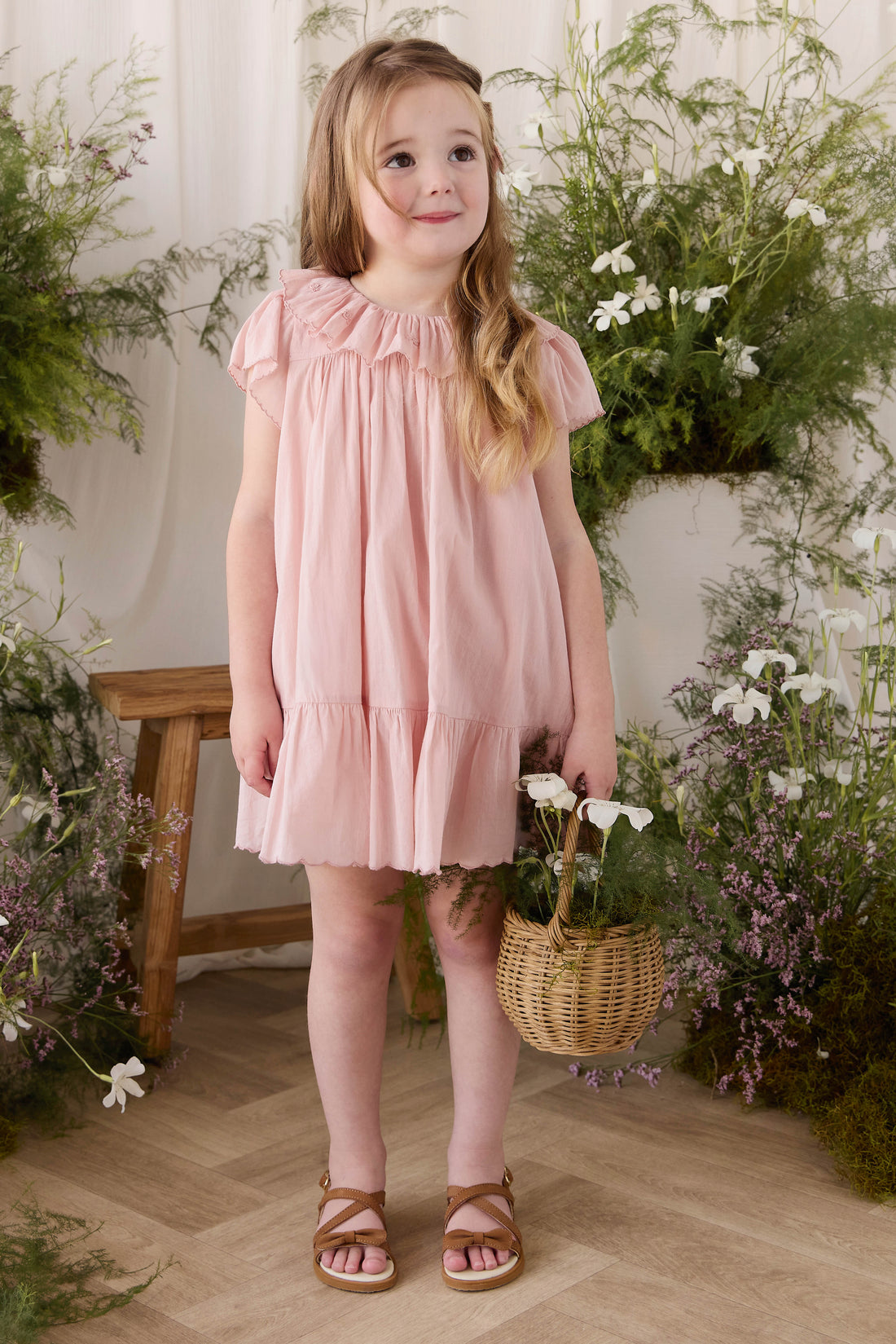 Organic Cotton Calianna Dress - Shell Pink Childrens Dress from Jamie Kay USA