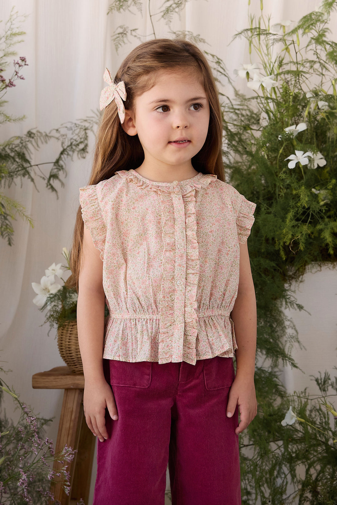 Organic Cotton Calianna Top - Flora Pink Childrens Top from Jamie Kay USA