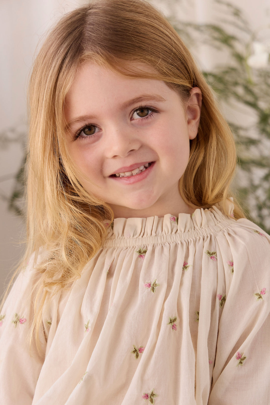 Organic Cotton Acacia Blouse - Rosebud Egret Childrens Top from Jamie Kay USA