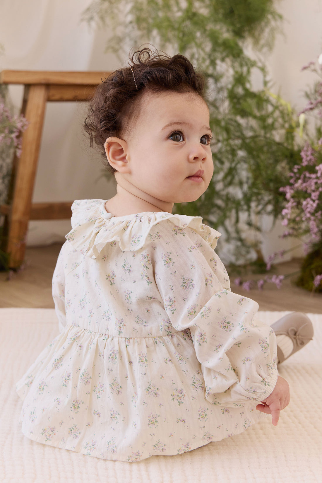 Organic Cotton Cecile Playsuit - Justine Orchid Childrens Playsuit from Jamie Kay USA