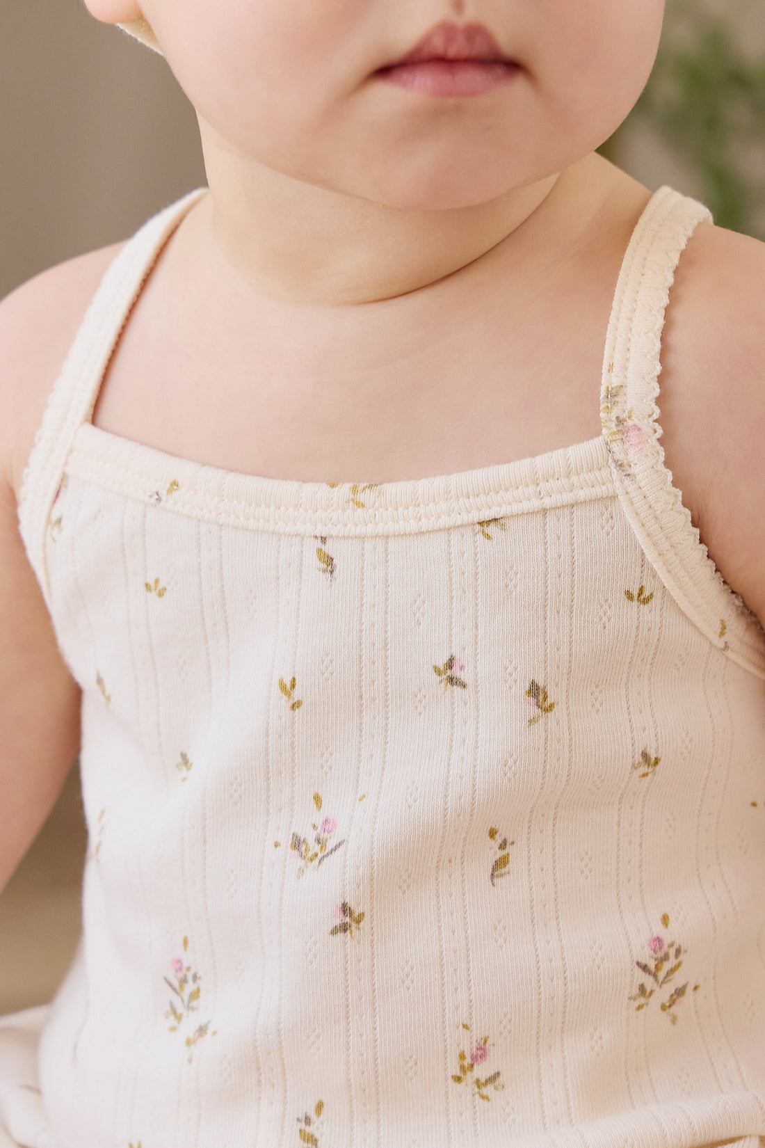 Organic Cotton Pointelle Bebe Singlet - Dina Antique Childrens Singlet from Jamie Kay USA
