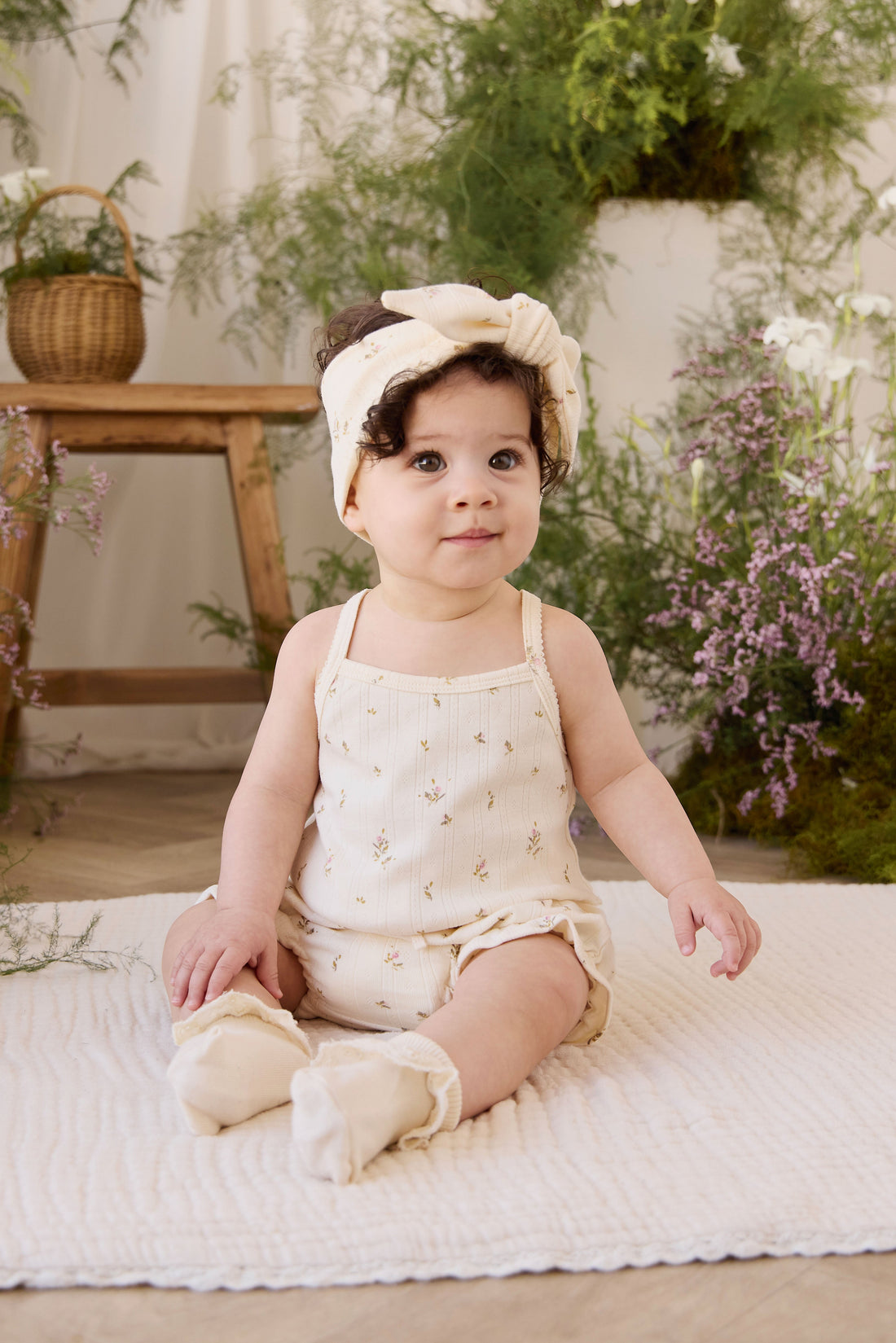 Organic Cotton Pointelle Frill Bloomer - Dina Antique Childrens Bloomer from Jamie Kay USA