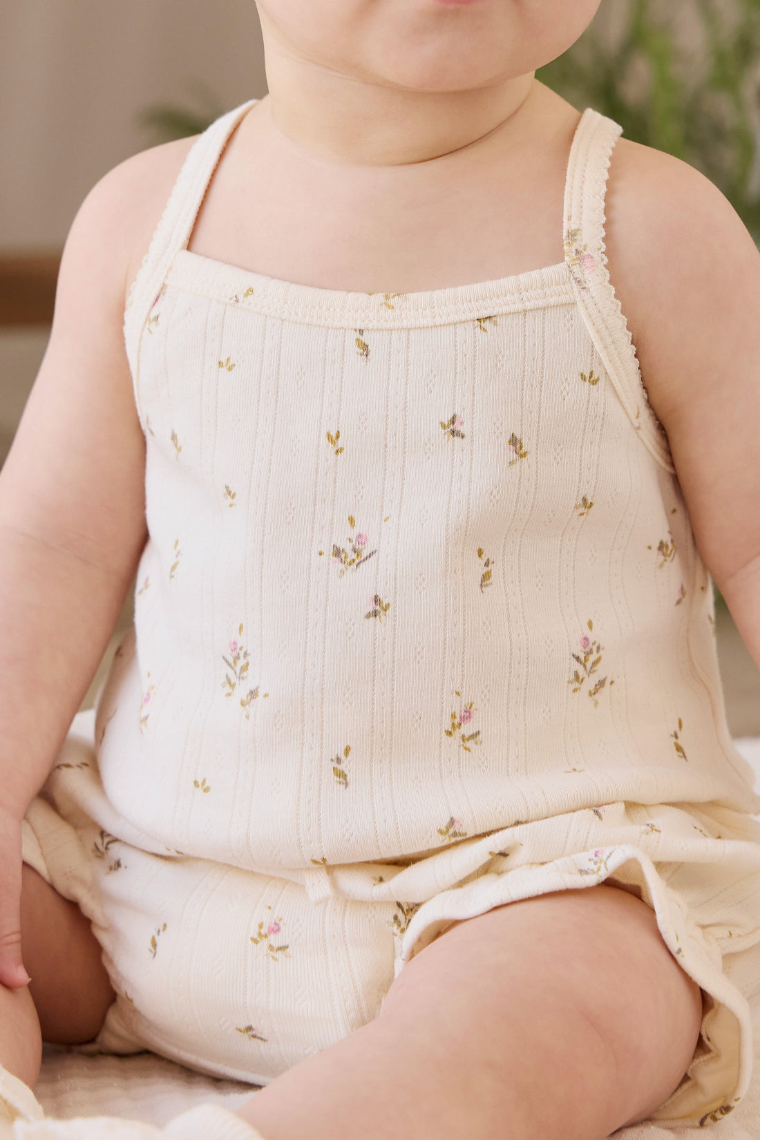 Organic Cotton Pointelle Bebe Singlet - Dina Antique Childrens Singlet from Jamie Kay USA