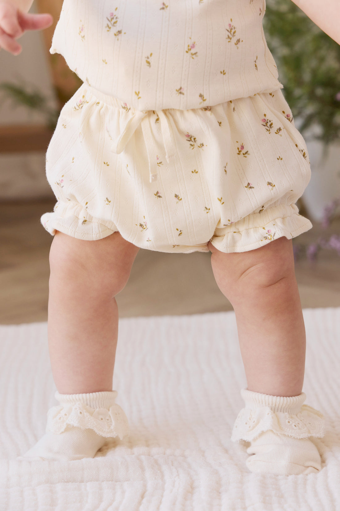Organic Cotton Pointelle Frill Bloomer - Dina Antique Childrens Bloomer from Jamie Kay USA
