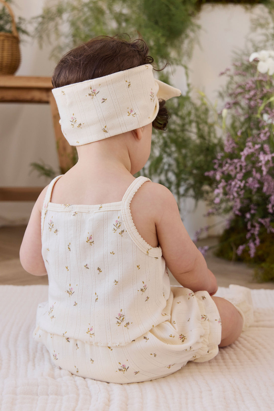 Organic Cotton Pointelle Headband - Dina Antique Childrens Headband from Jamie Kay USA