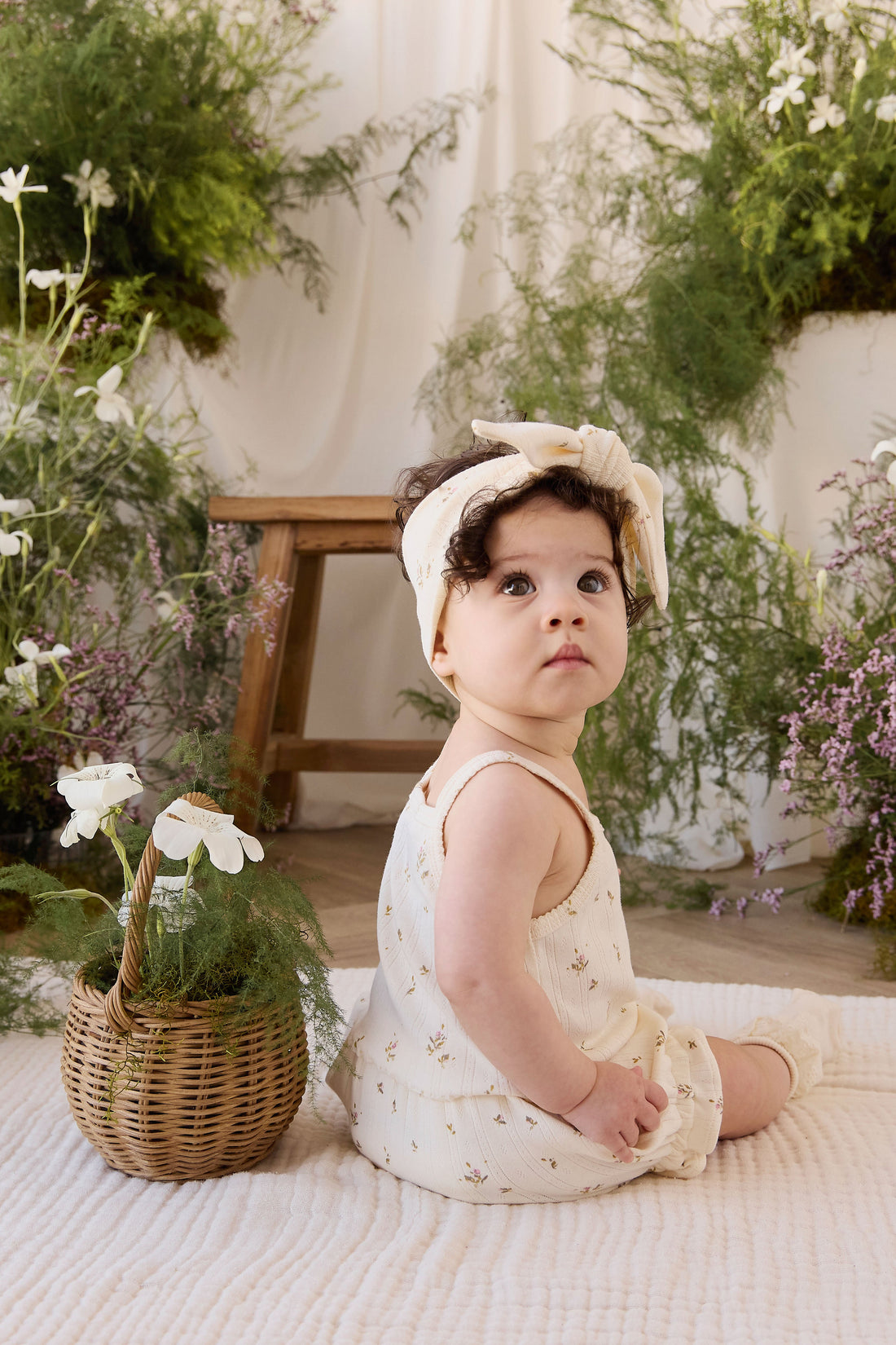 Organic Cotton Pointelle Headband - Dina Antique Childrens Headband from Jamie Kay USA
