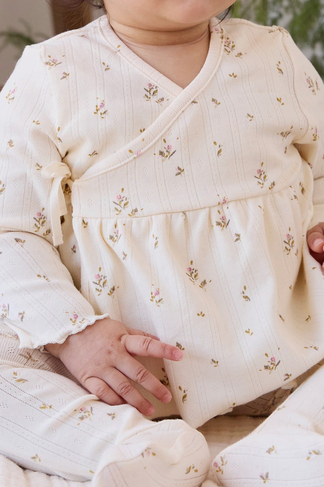 Organic Cotton Pointelle Lydie Wrap Top - Dina Antique Childrens Top from Jamie Kay USA