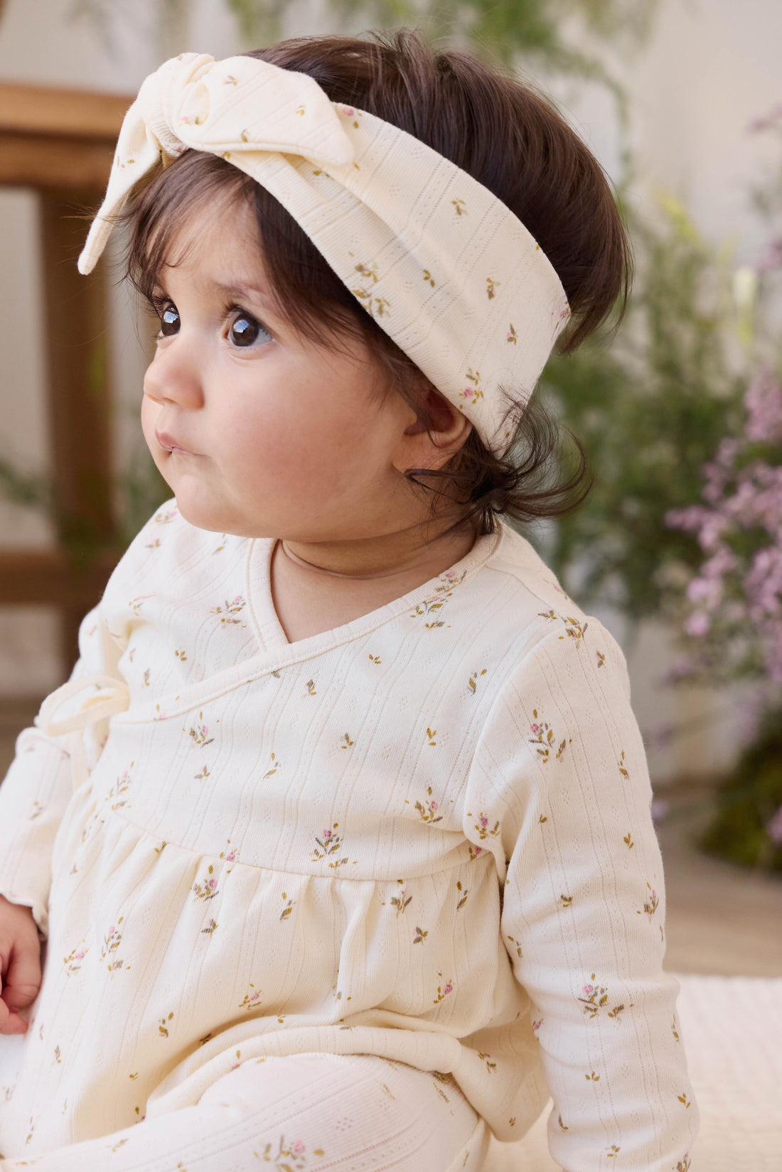 Organic Cotton Pointelle Lydie Wrap Top - Dina Antique Childrens Top from Jamie Kay USA