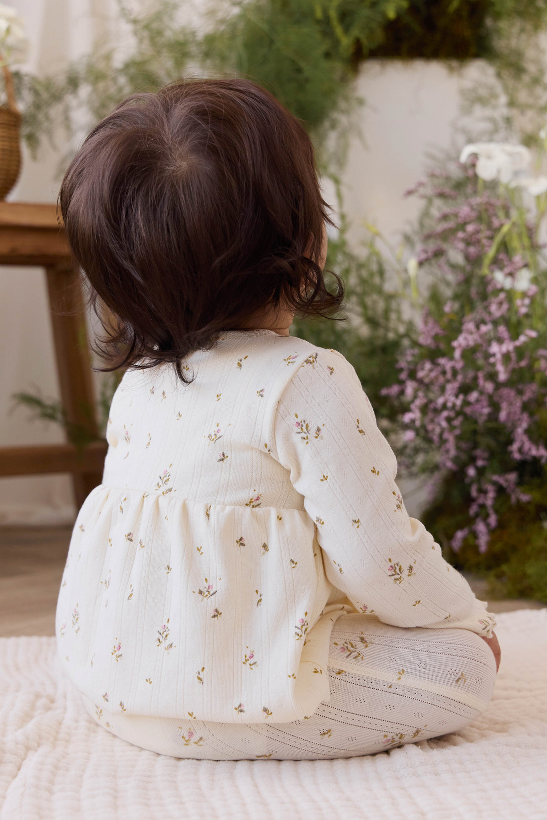 Organic Cotton Pointelle Footed Pant - Dina Antique Childrens Pant from Jamie Kay USA