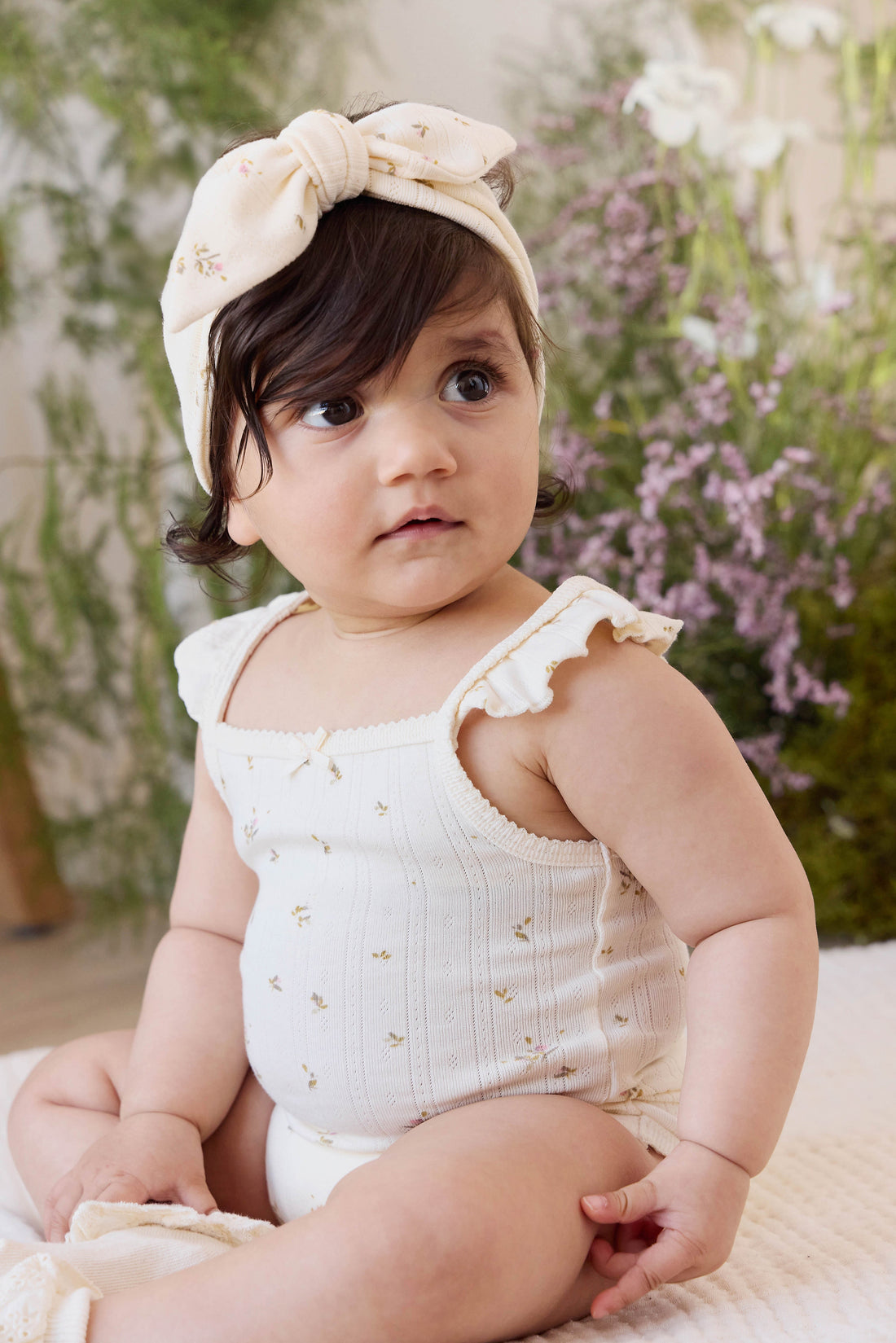 Organic Cotton Pointelle Zoella Bodysuit - Dina Antique Childrens Bodysuit from Jamie Kay USA