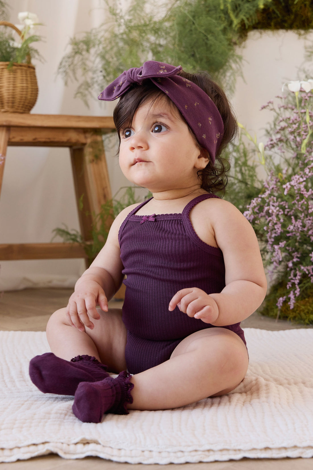 Organic Cotton Modal Laylin Singletsuit - Fig Childrens Bodysuit from Jamie Kay USA