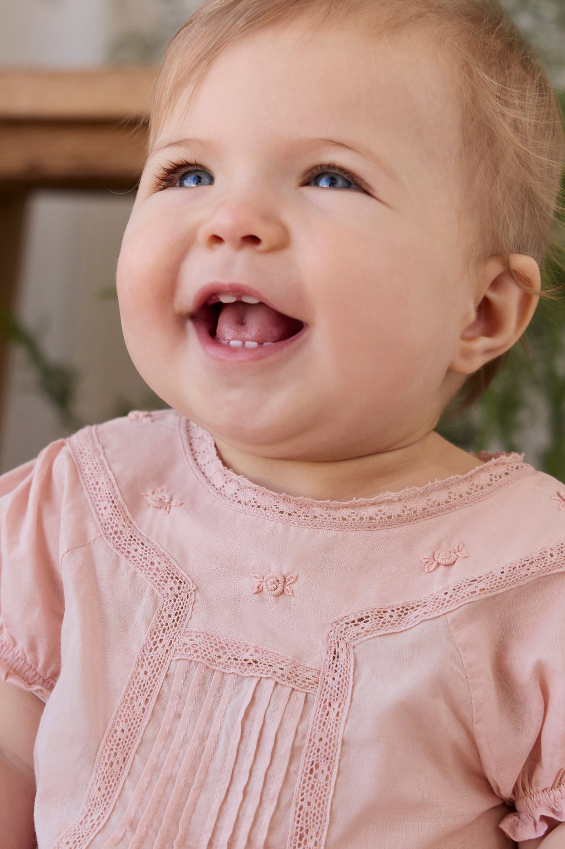 Organic Cotton Misty Playsuit - Shell Pink Childrens Playsuit from Jamie Kay USA