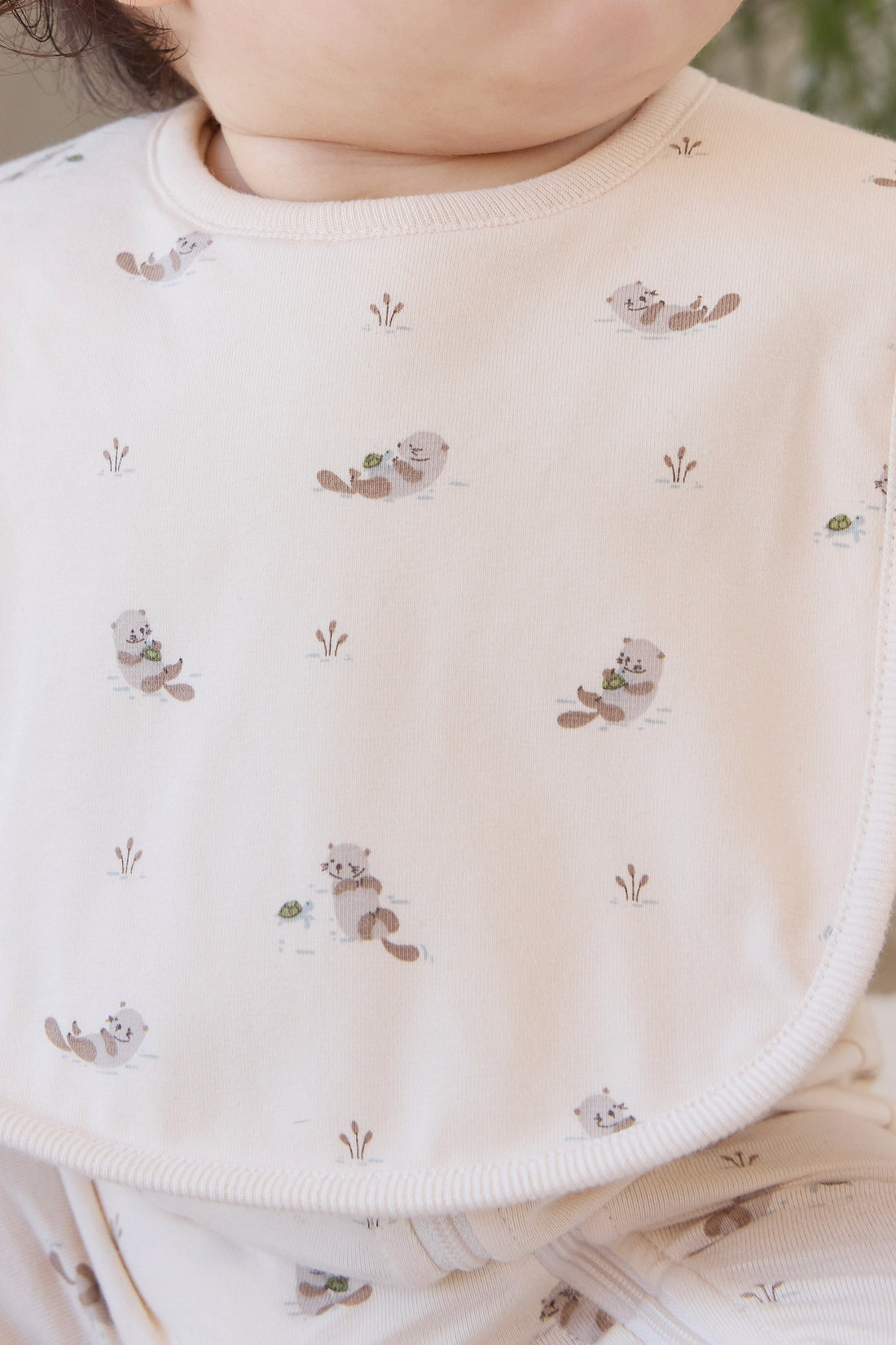 Organic Cotton Bib - Otter Buddies Tofu Childrens Bib from Jamie Kay USA