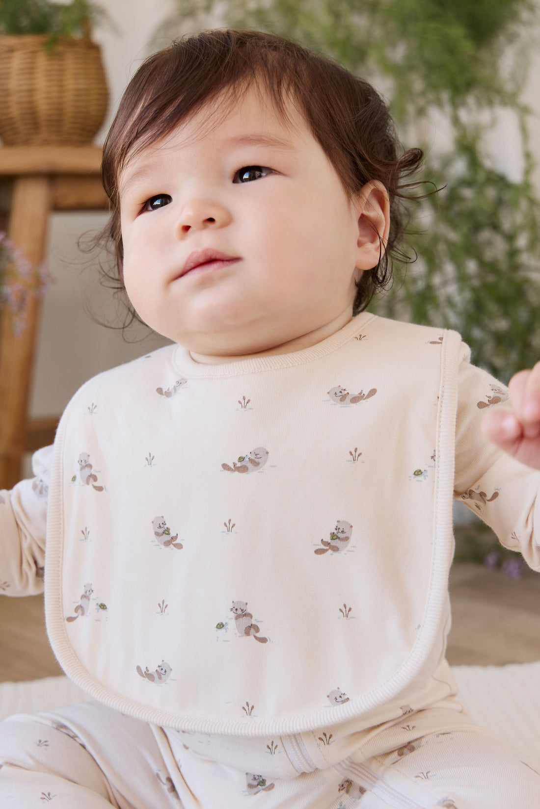 Organic Cotton Bib - Otter Buddies Tofu Childrens Bib from Jamie Kay USA