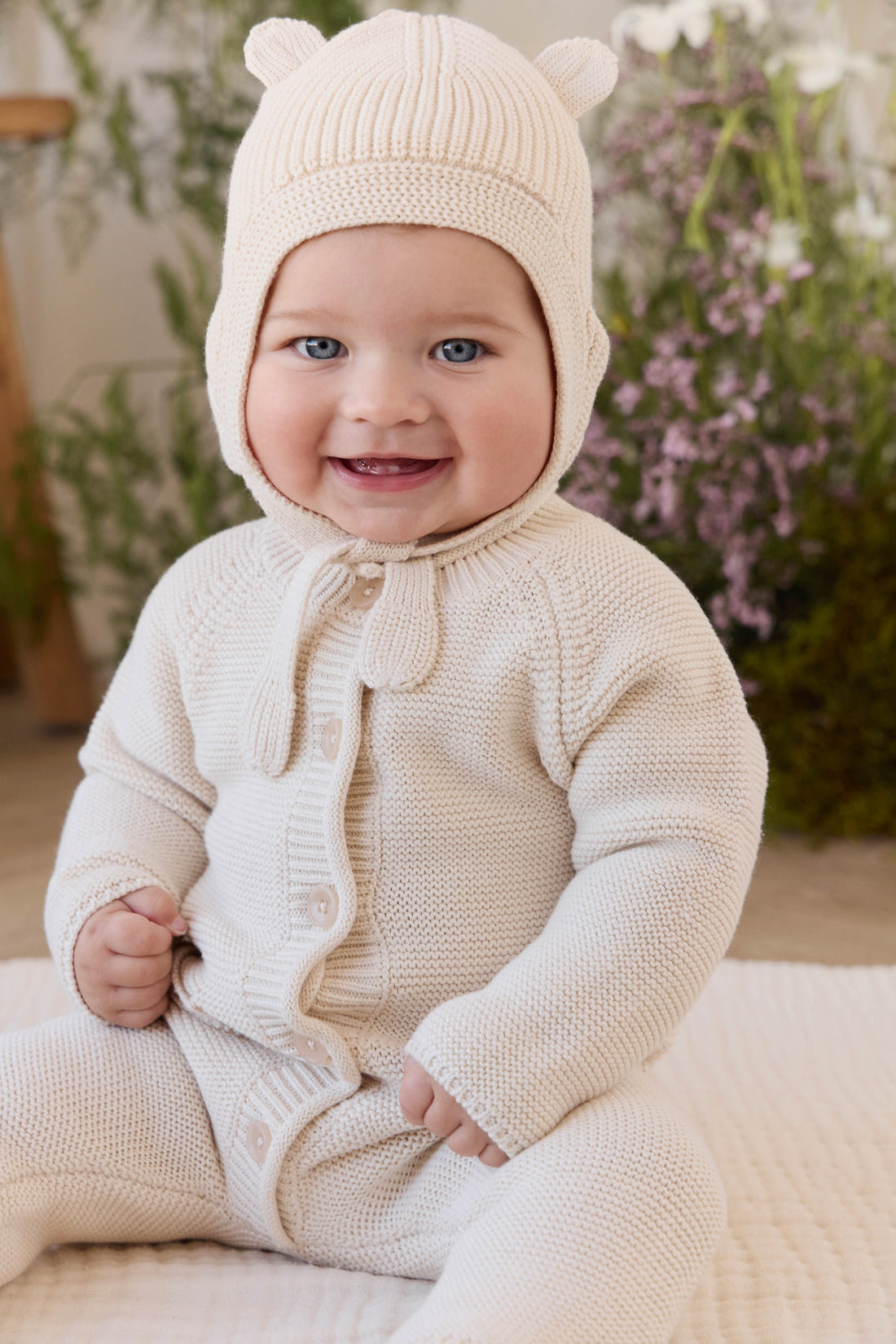 Ashton Knitted Hat - Vanilla Childrens Hat from Jamie Kay USA