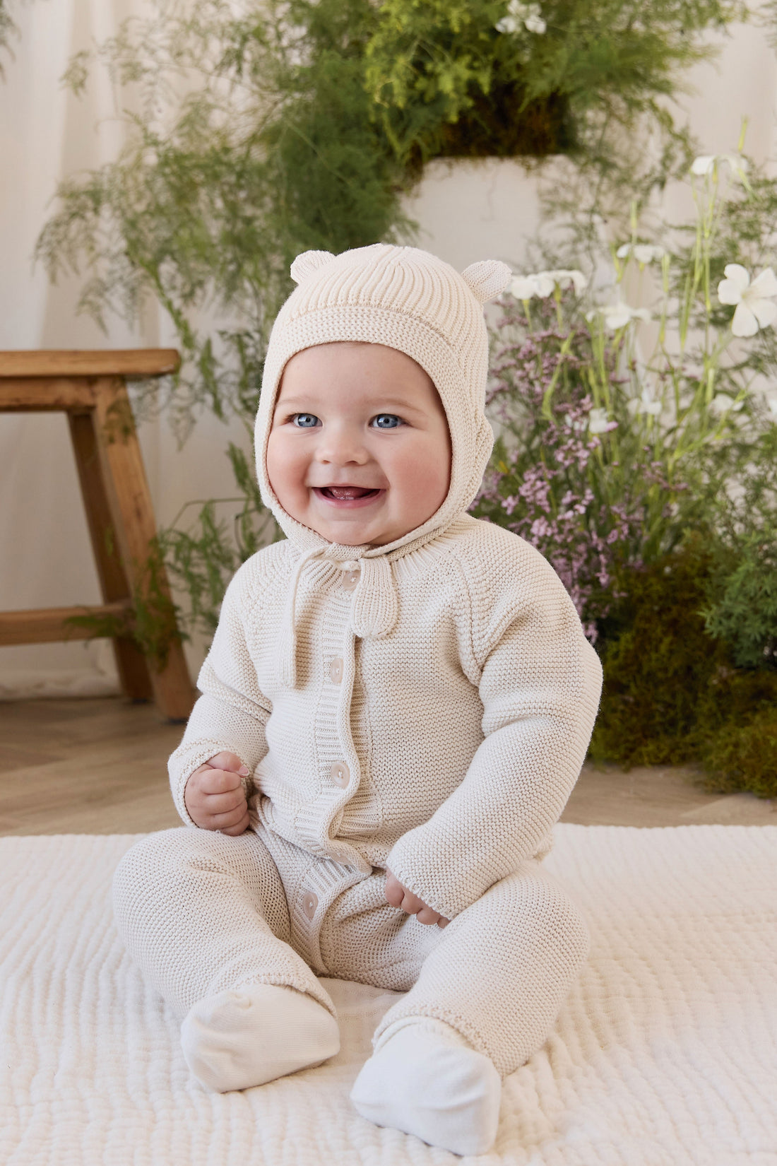 Ashton Knitted Hat - Vanilla Childrens Hat from Jamie Kay USA