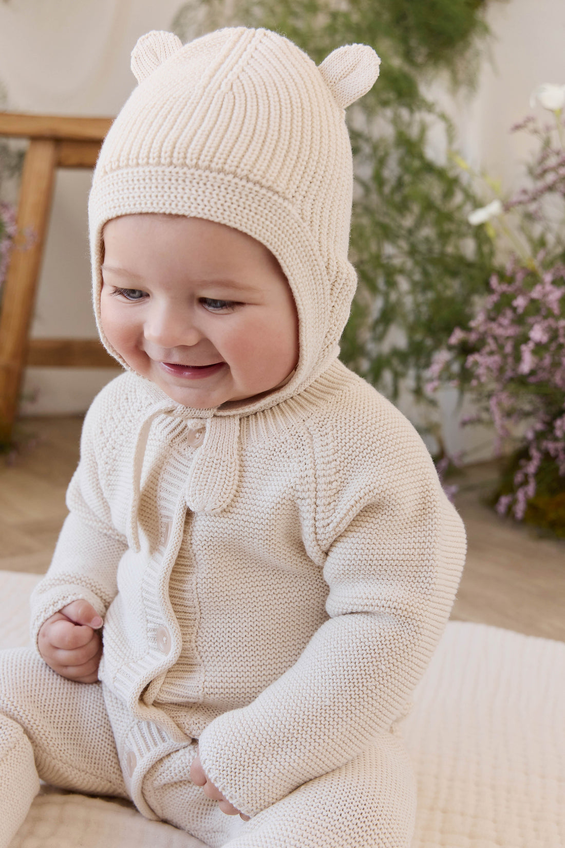 Ashton Knitted Hat - Vanilla Childrens Hat from Jamie Kay USA