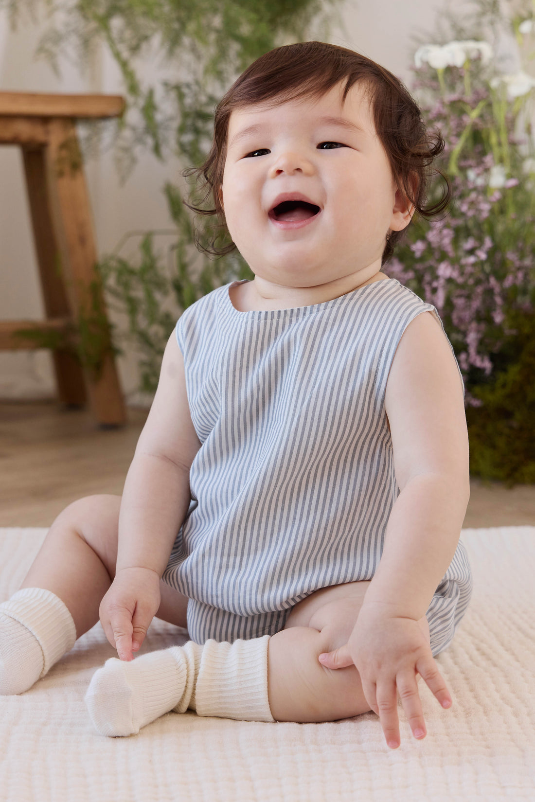 Organic Cotton Bentley Playsuit - Harbour Stripe Childrens Playsuit from Jamie Kay USA