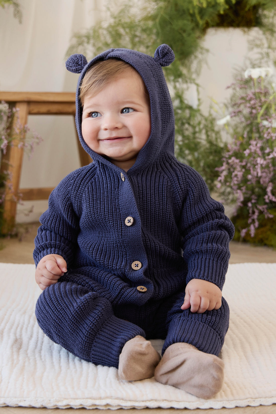 Bear Knit Onepiece - Marine Childrens Onepiece from Jamie Kay USA
