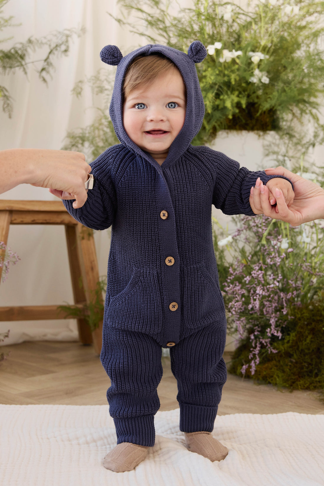 Bear Knit Onepiece - Marine Childrens Onepiece from Jamie Kay USA
