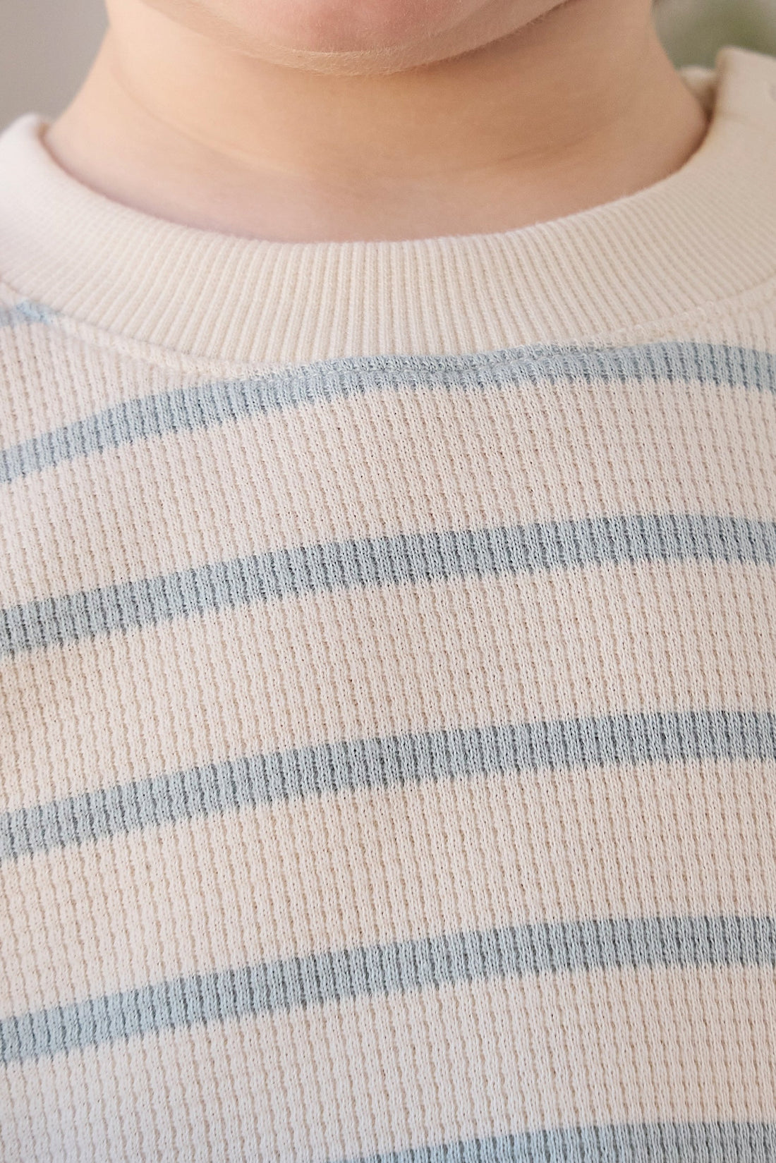 Organic Cotton Waffle Leith Tee - James Stripe Reef/Cloud Childrens Top from Jamie Kay USA