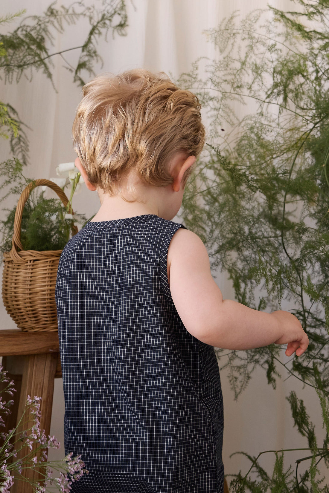Organic Cotton Milo Jumpsuit - Eclipse Grid Childrens Jumpsuit from Jamie Kay USA