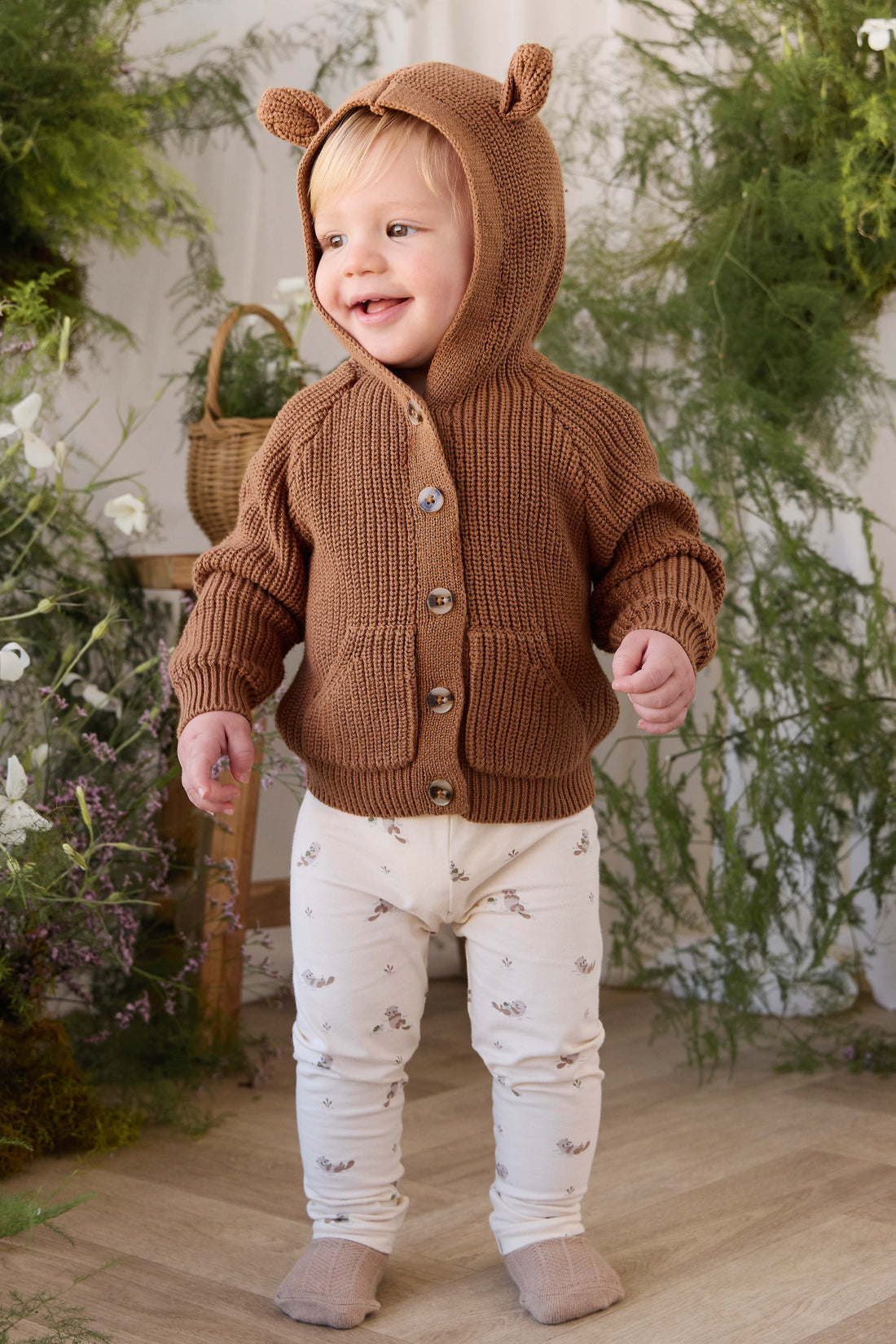 Bear Cardigan - Butterscotch Childrens Cardigan from Jamie Kay USA