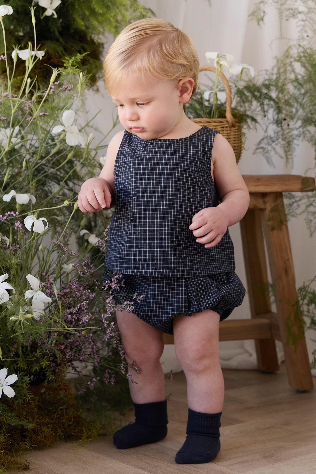 Organic Cotton Winslow Top - Eclipse Grid Childrens Top from Jamie Kay USA